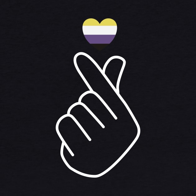 Non-binary Pride Flag Korean Love Sign by superdupertees